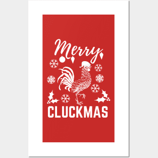 Merry Cluckmas Funny Christmas Chicken Vintage Pajama Gift For Family Posters and Art